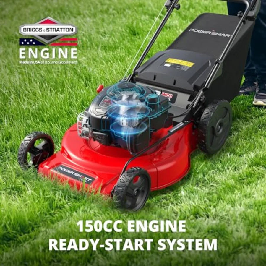 22-Inch Gas Lawn Mower Self-Propelled 150cc BandS Engine 3-in-1 Mulching System 6 Cutting Heights Rear-Wheel Drive Durable Stee