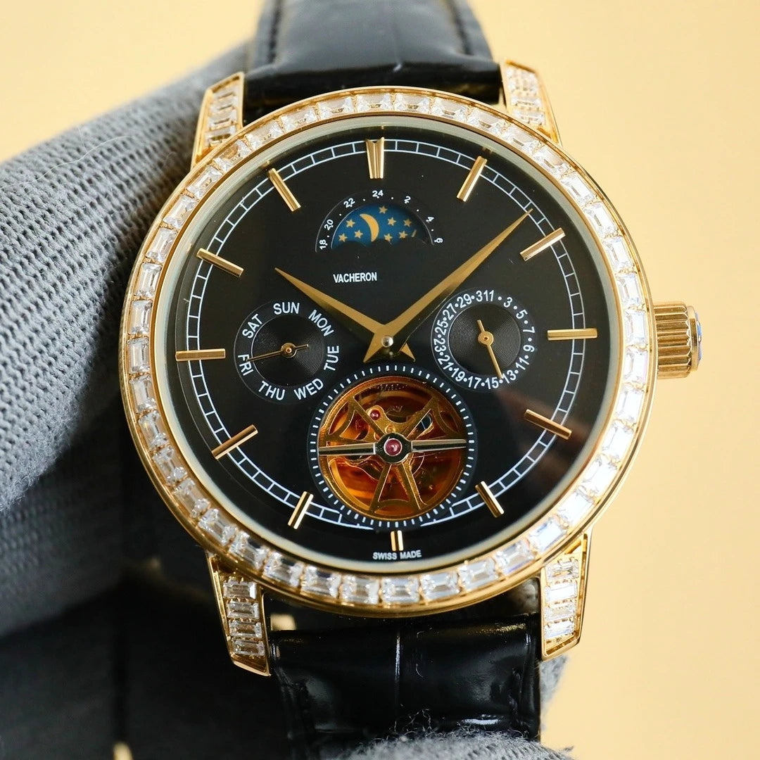 VC Top Brand Reissue Watch with Versatile Case and Moon Phase Design for Men