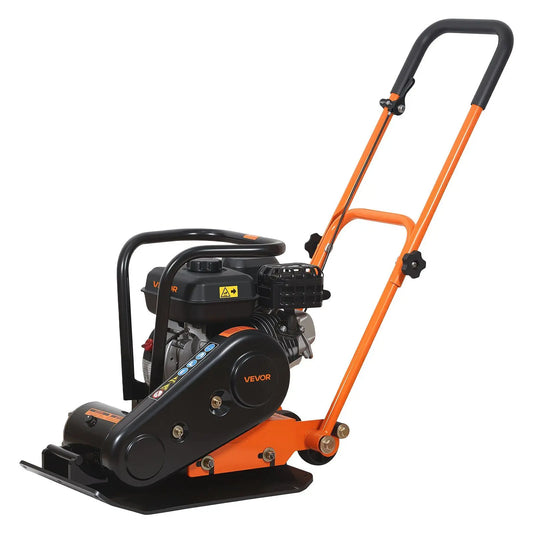 Plate Compactor, 6.5 HP 196CC Gas Engine, 5600 VPM Vibrating Ground Rammer, 2360 lbs Compaction Force, 20.1 x 15 in Plate, Walk