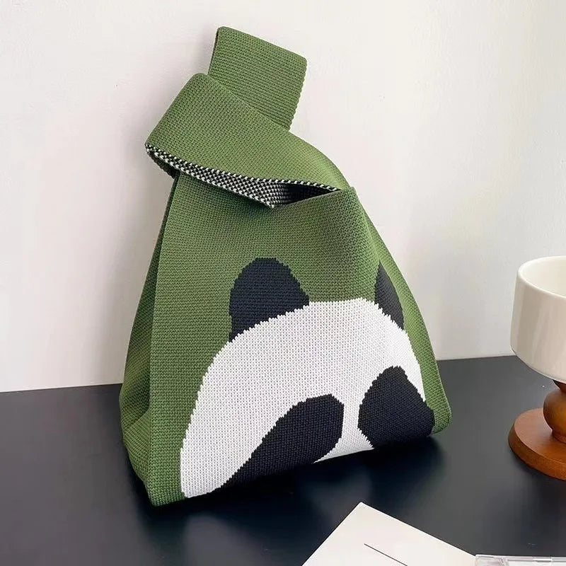 Women'S Knot Wrist Bag Tote Handmade Knitted Bag Portable Mini Striped Bucket Phone Bags Large Capacity Spring Summer Handbags