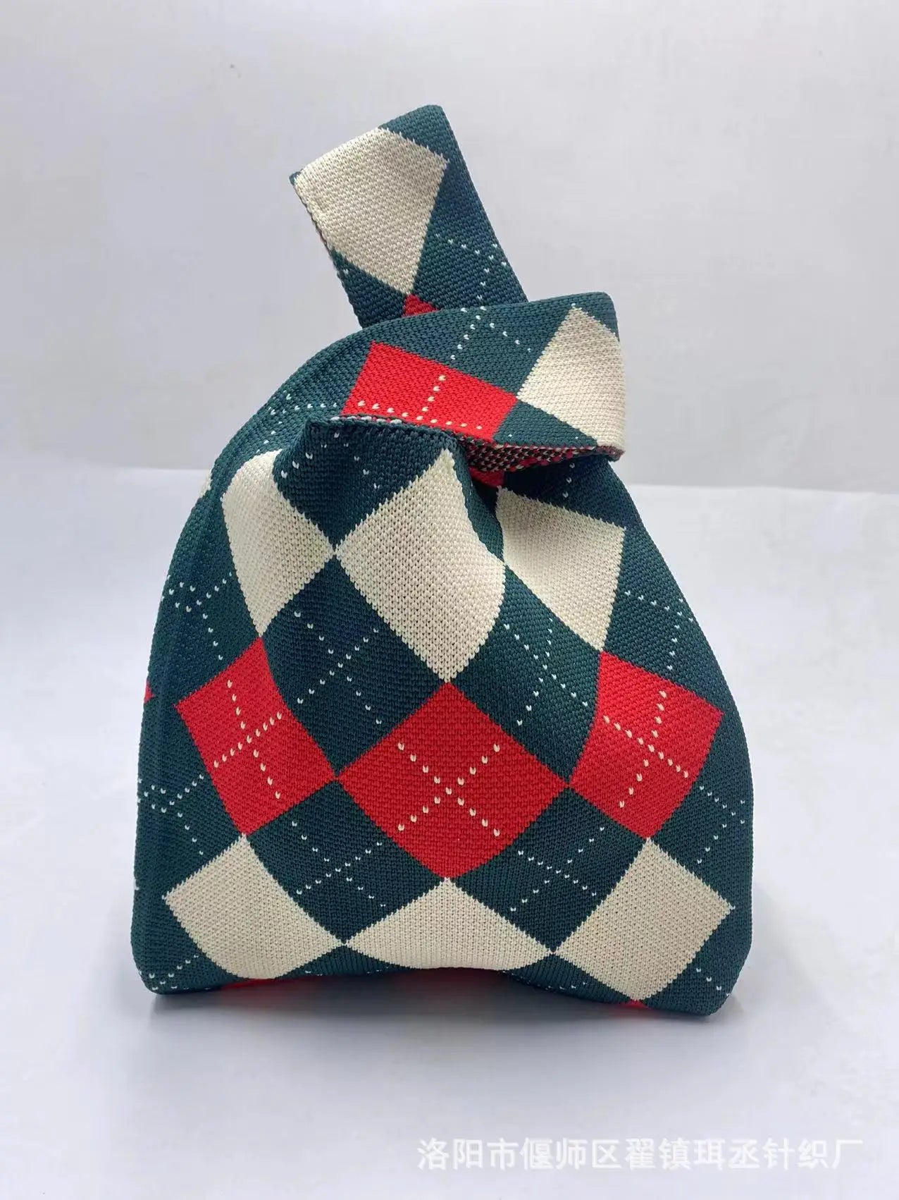 Women'S Knot Wrist Bag Tote Handmade Knitted Bag Portable Mini Striped Bucket Phone Bags Large Capacity Spring Summer Handbags