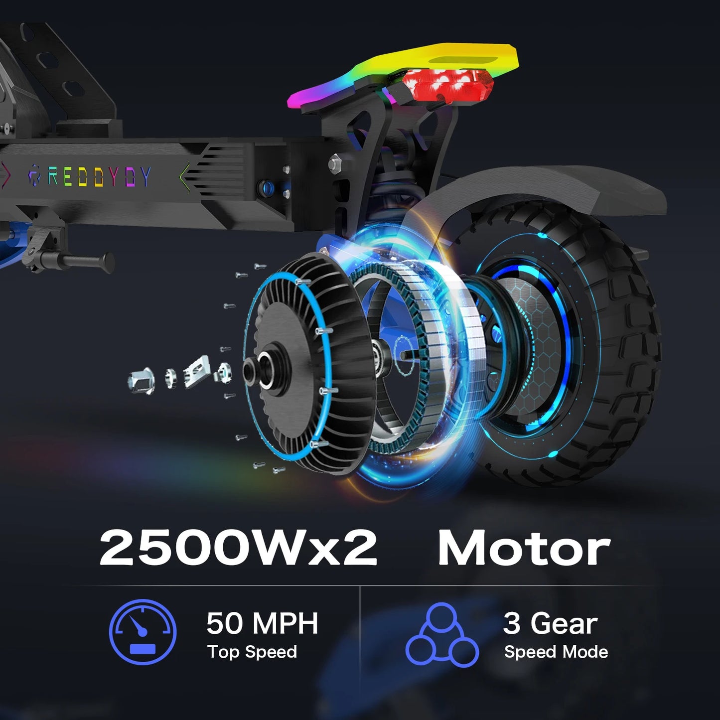 Electric Offroad Scooter - 50 MPH Fastest Dual Motor Adult Scooter, 5000W Peak, 55-Mile Long Range, 10.5" Off-Road Tires,60V25ah