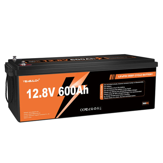 Yeagulch Solar Generator 12V 600Ah LiFePO4 Lithium Battery Built-in 200A BMS 10000+ Deep Cycle for Solar Off Grid Home Energy
