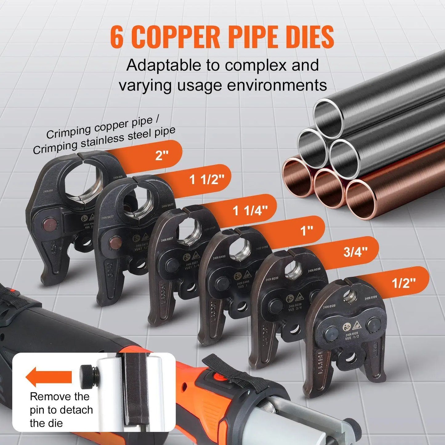 Portable 18V 350crimps Brushless Motor Crimping Tool with 6 Jaws 40mm Stroke Electric Pipe Press Kit