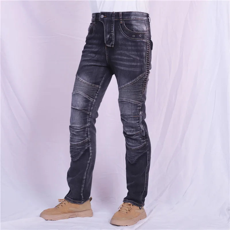 Amekaji Kevlar in Knee Motorcycle Jeans Moto pants Leisure Riding Trousers Motocross Aramid Riding Pants With Hip Knee Pads