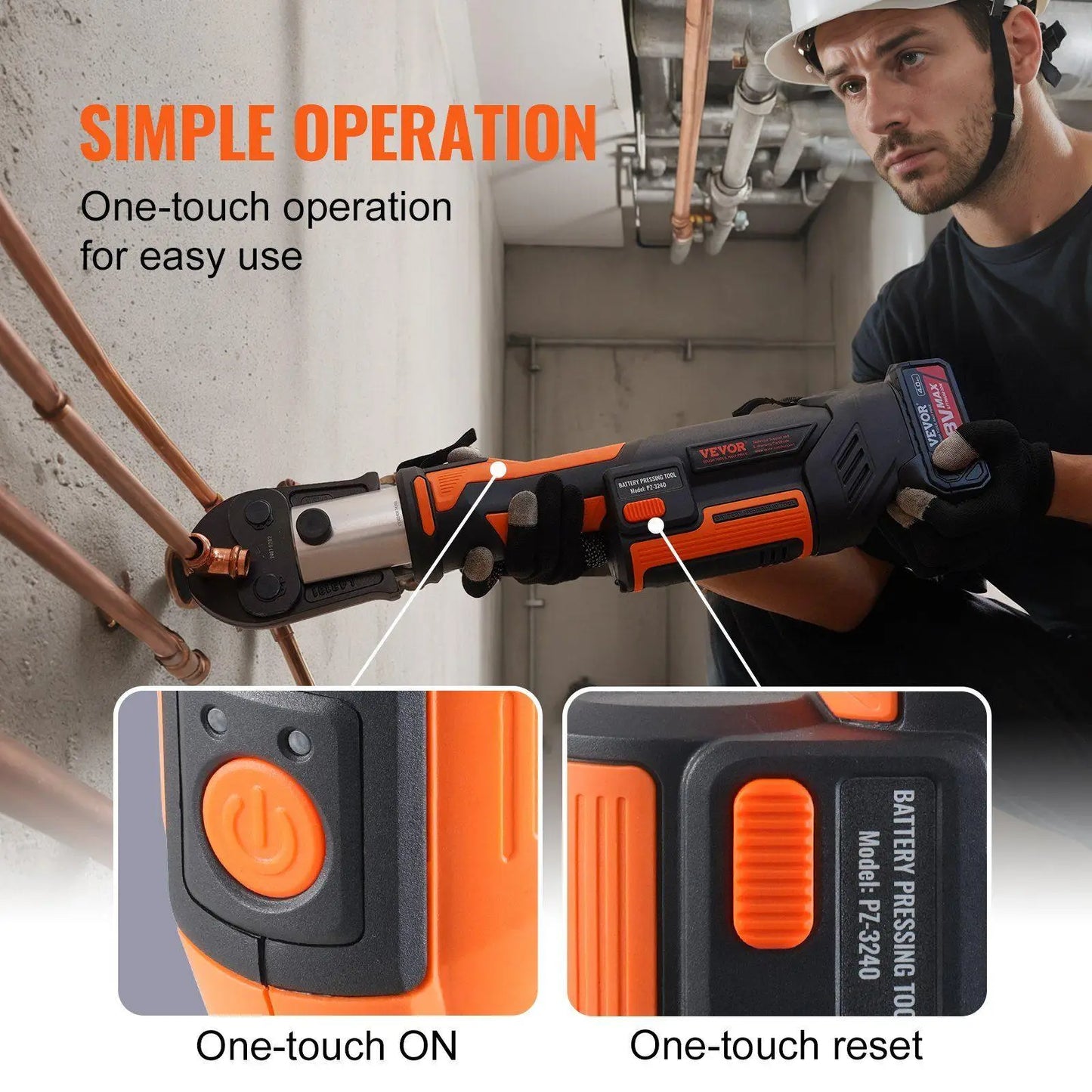 Portable 18V 350crimps Brushless Motor Crimping Tool with 6 Jaws 40mm Stroke Electric Pipe Press Kit