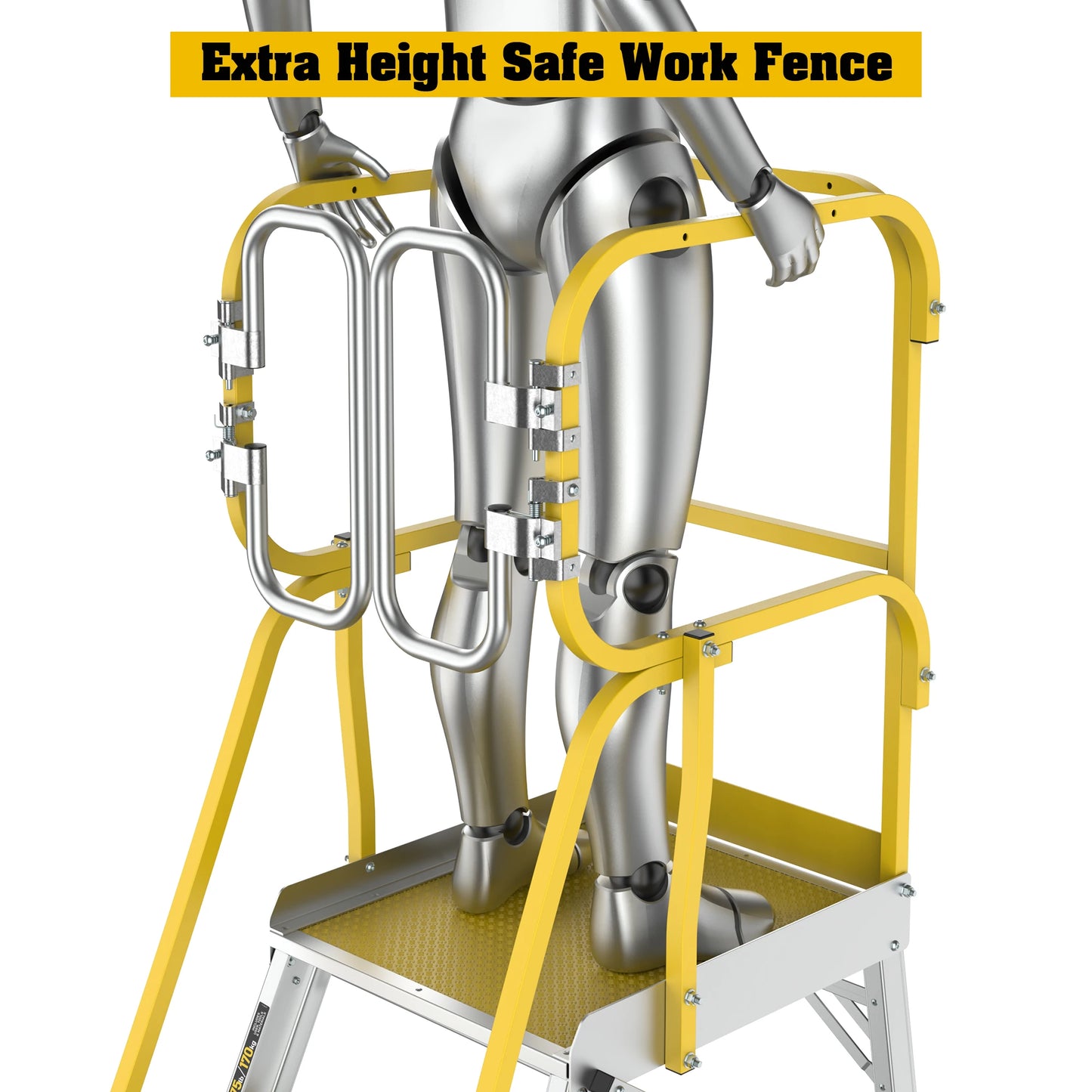 Aluminum Rolling Platform Ladder with Work Platform Non-Slip Mobile 170 kg Capacity for Warehouse Use