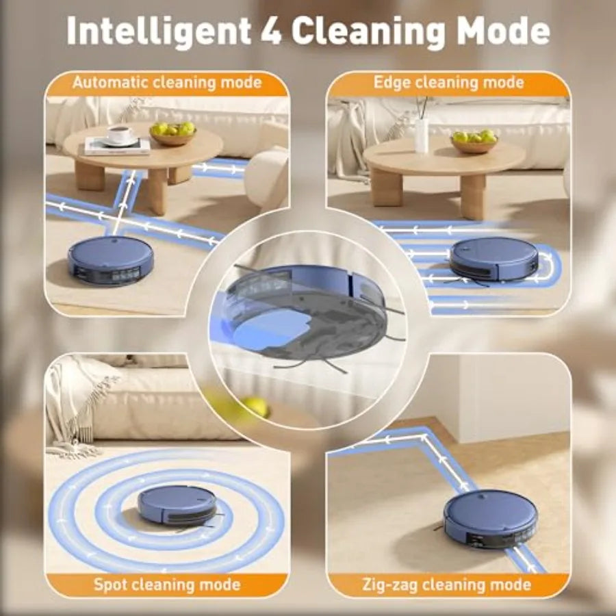 Robot Vacuum and Mop Combo with Schedule APP Remote Voice Strong Suction Slim Self-Charging 2 in 1 Floor Cleaner for Pet Hair C
