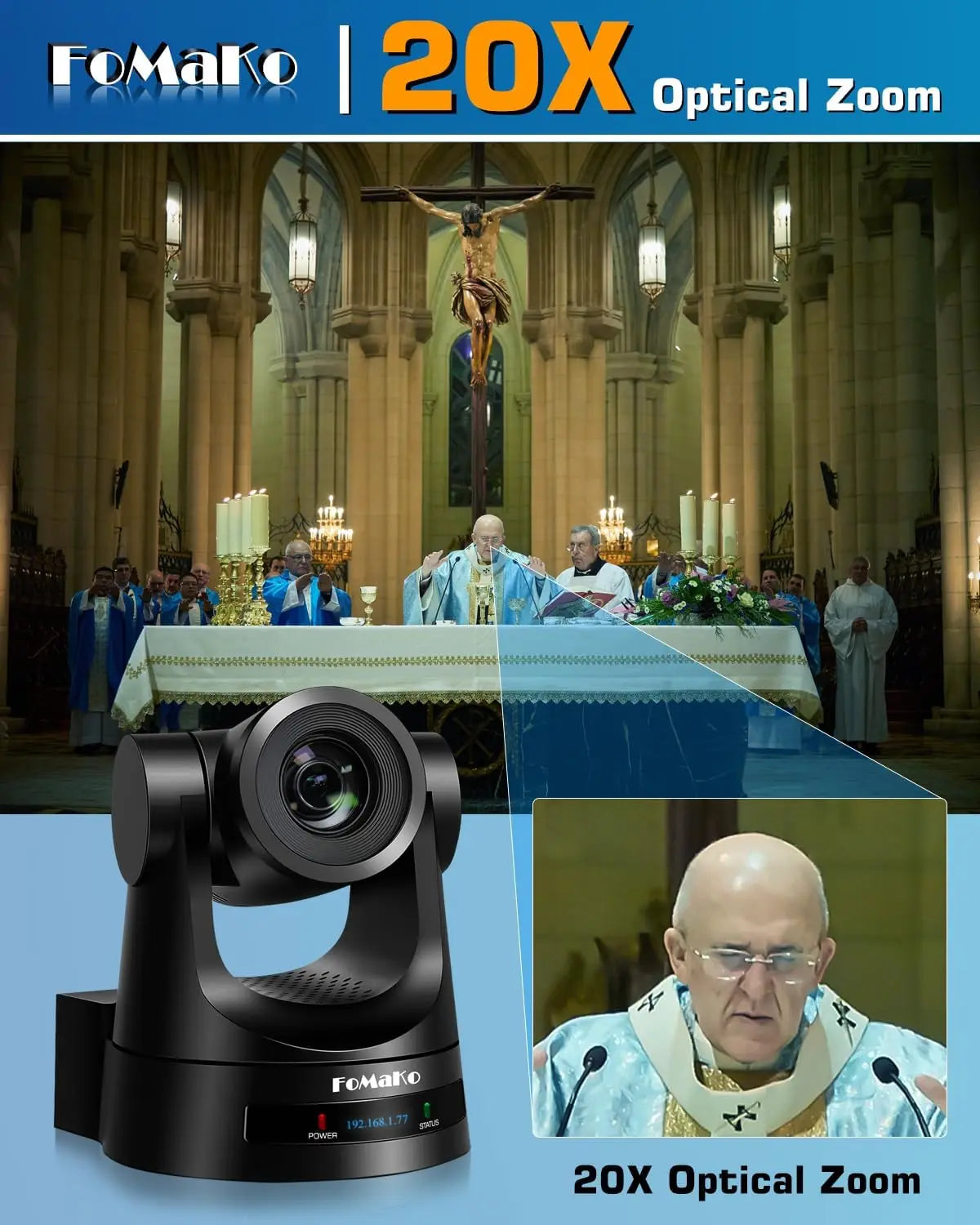 FoMaKo NDI 6 Camera 20X Optical Zoom NDI PTZ Camera HDMI(2pcs) +KC601 Pro Video Mixer Switcher+ KC608 Pro PTZ Controller