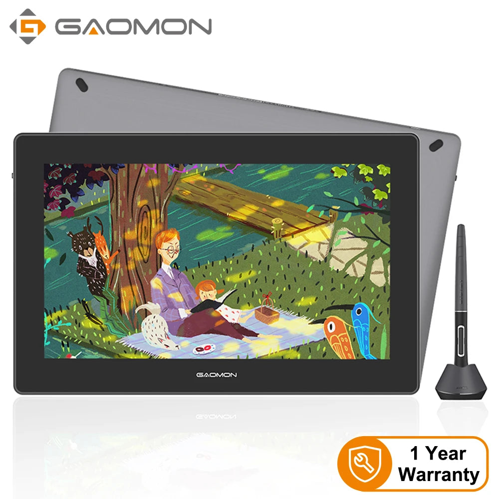 GAOMON PD1621 Graphics Tablet Monitor 15.6 Inch Drawing Display 4K IPS Touch Screen With Leather Stand