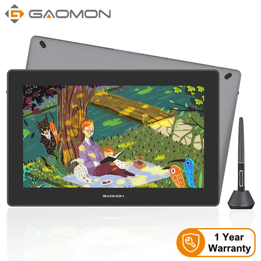 GAOMON PD1621 Graphics Tablet Monitor 15.6 Inch Drawing Display 4K IPS Touch Screen With Leather Stand