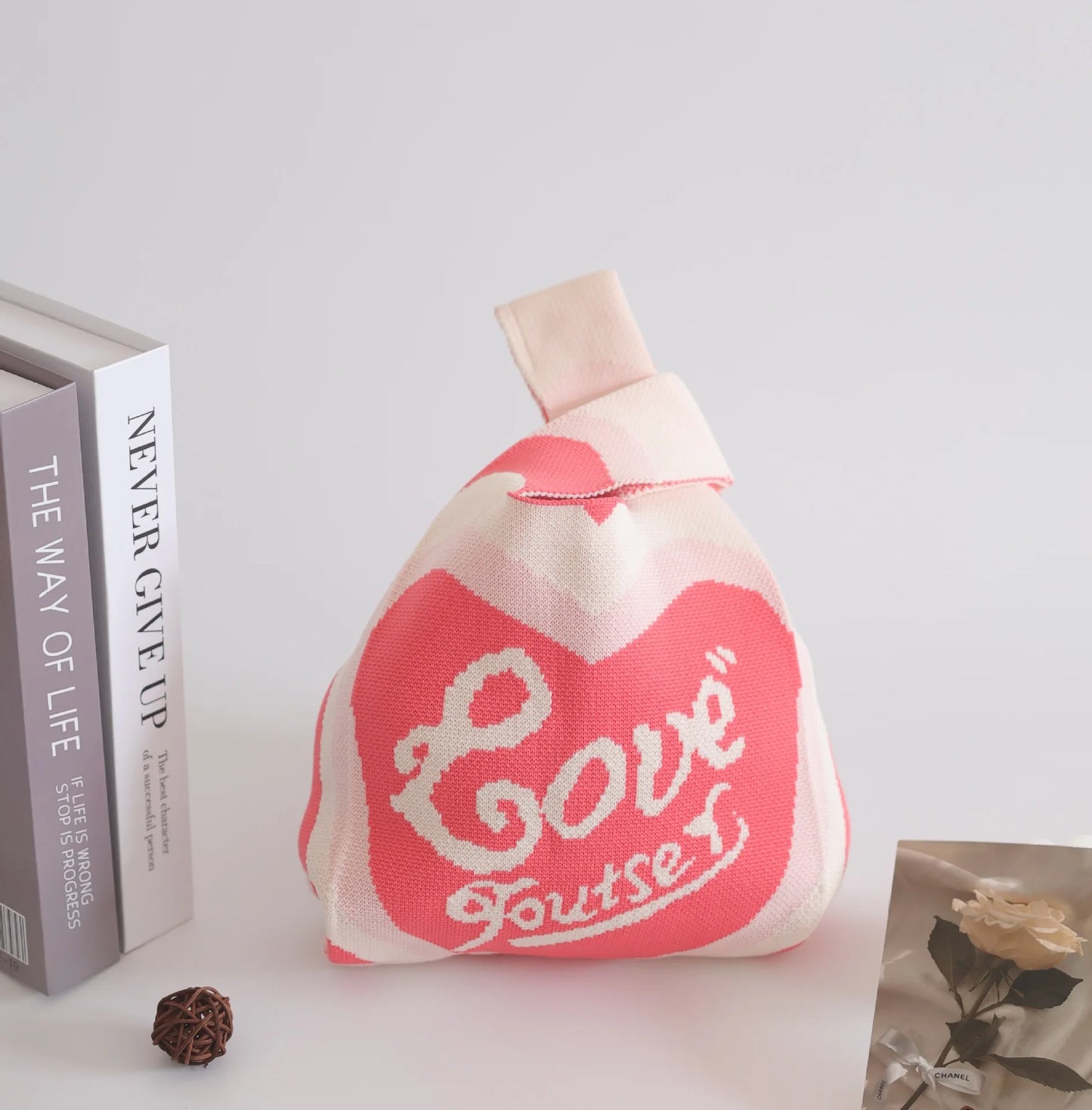 Women'S Knot Wrist Bag Tote Handmade Knitted Bag Portable Mini Striped Bucket Phone Bags Large Capacity Spring Summer Handbags