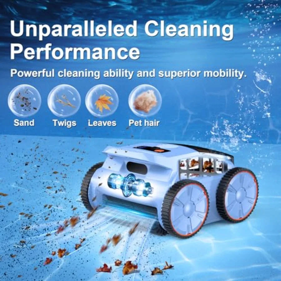 2025 New Robotic Pool Vacuum for Inground Pools Smart Navigation Pool Robot with Floor/Wall/Waterline Cleaning 180 Mins Runtime