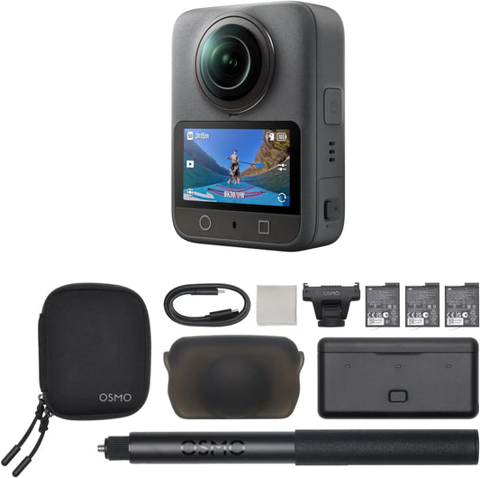 Waterproof 8K 360° Action Camera with 1-Inch Imaging, Extended Battery Life, 105GB Storage for Adventure