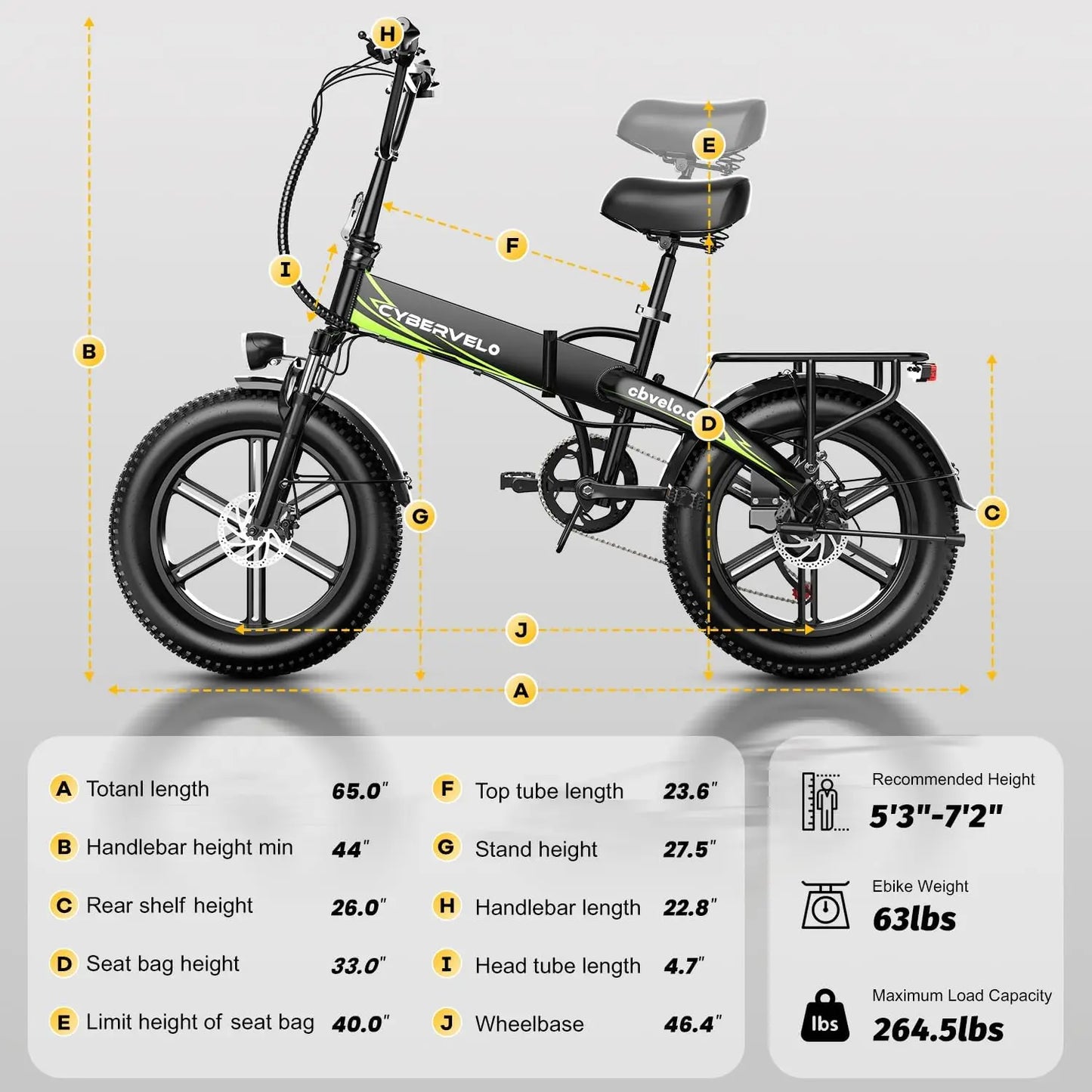 20“ AL-Frame Foldable E-bike for Adult, 48V internal Water-Proof battery, 7-Speed shift, All-Terrain Electric Dirt snow Bike EK5