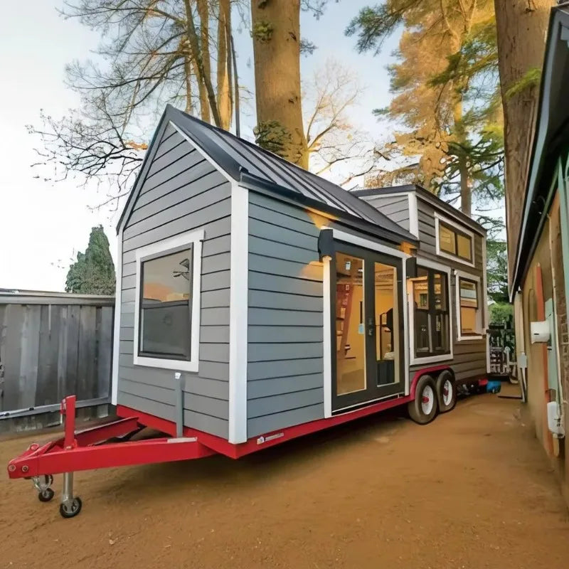 Customized Modern Tiny House Mobile Cabin On Wheels Convenient Trailer House Design For Bedroom Living Room Steel Structure