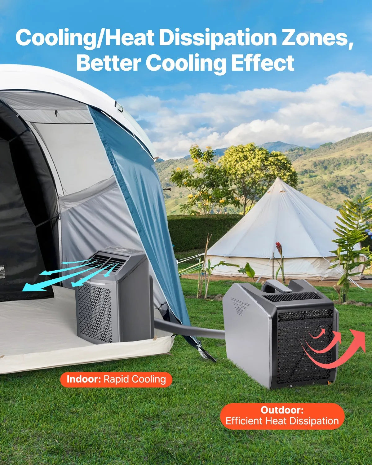 Portable Air Conditioner 5000BTU Tent Air Conditioning AC/DC for Camping