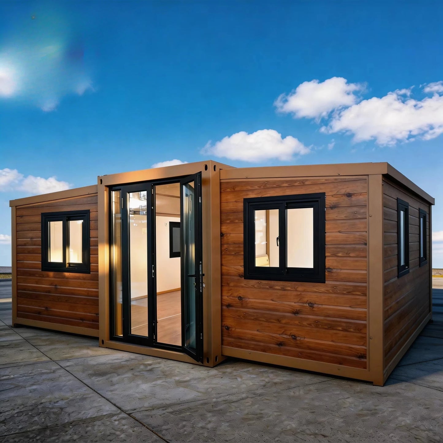 40Ft Expandable Container House Prefabricated Double-Wing Folding Mobile Room Fast-Moving 20ft 40ft Foldable Expandable House
