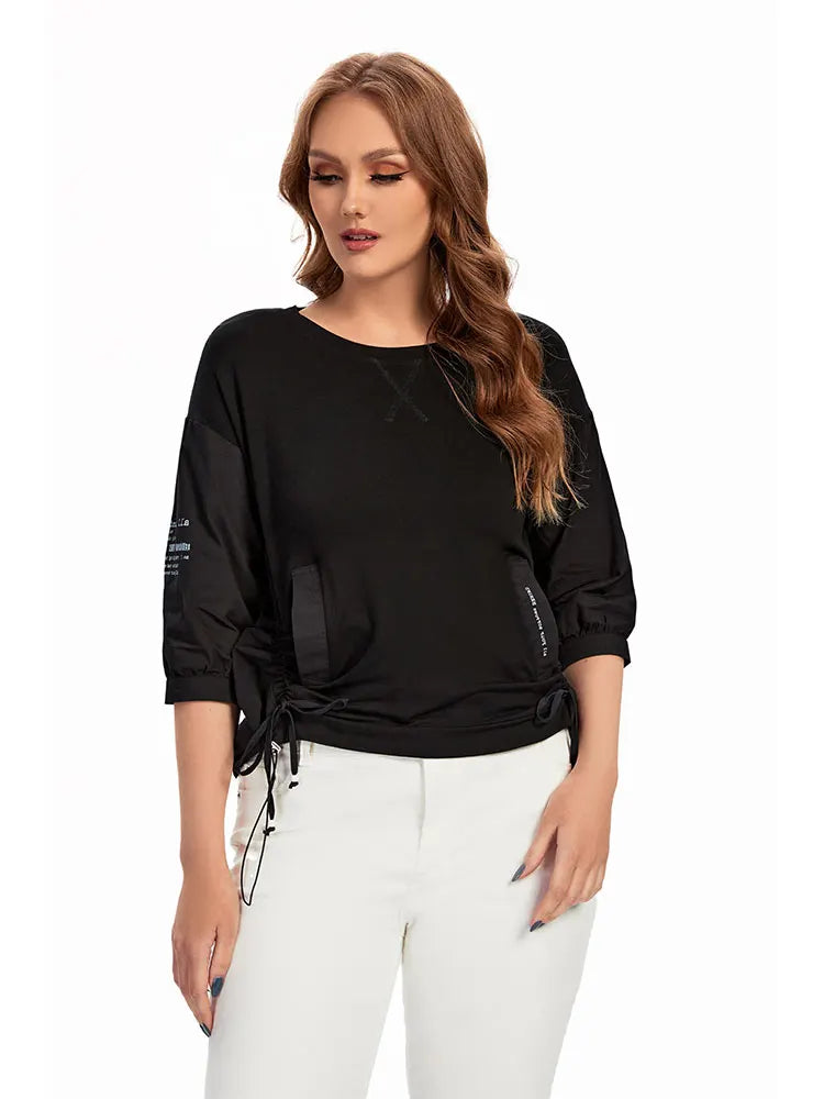 Womens plus size woven round neck shirt belongs to the category of womens clothing