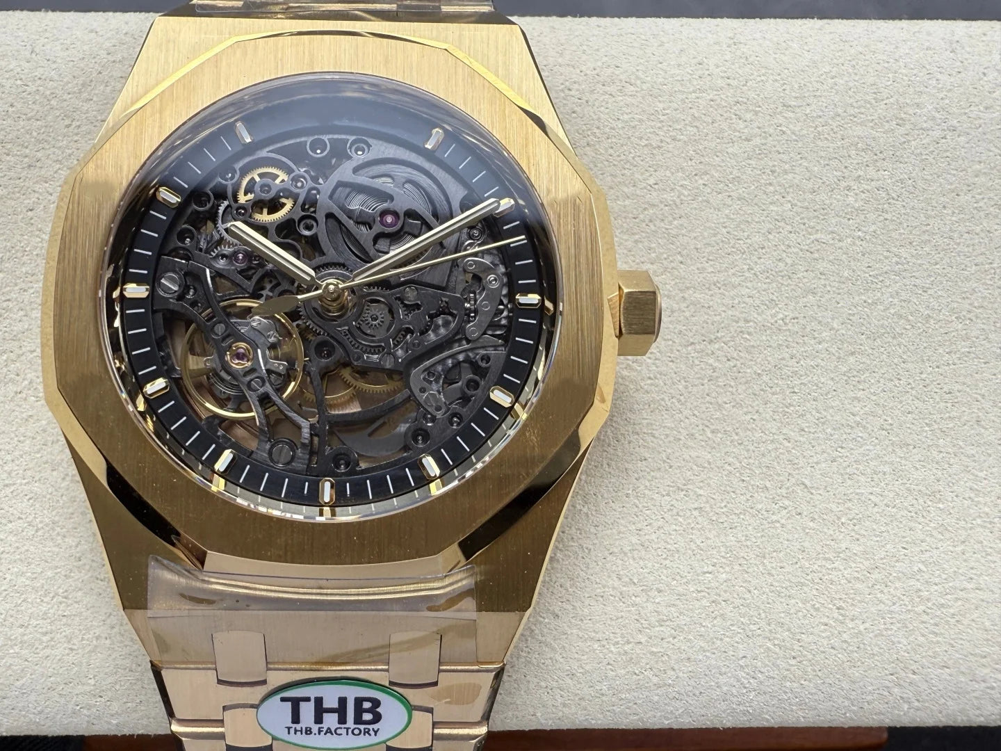 New Luxury Super Quality Mechanical Watch 41mm THB Factory 3132 Movement 15407 Gold Skeleton Watch