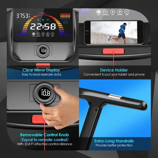 Folding Treadmill with Touch Screen and Built-in Programs