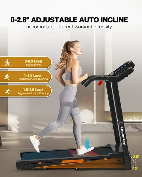 Foldable Treadmill with Incline, Folding Treadmill for Home Electric Treadmill Workout Running