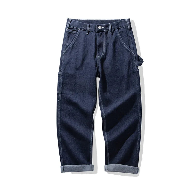 OKONKWO Original Denim Railway Workers Pants AMEKAJI Multi Pocket Striped Work Overalls Outdoor Trekking Hiking Camping Trousers