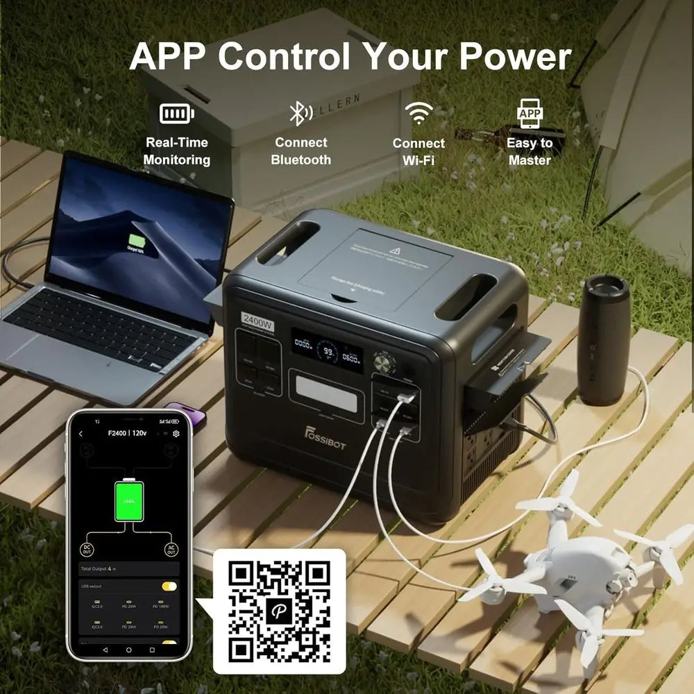2400 Portable Power Station 2400W, 2048Wh LiePO4 Battery r Generator, 2H ast Charging or Home Backup, Outdoor Camping, RV, Ency