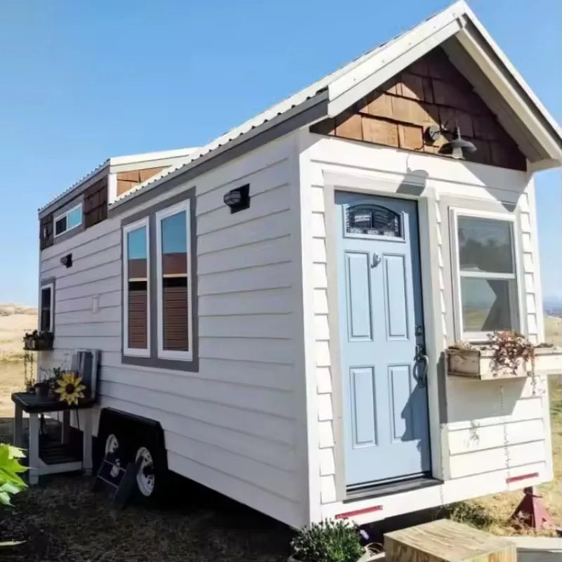 Customized Modern Tiny House Mobile Cabin On Wheels Convenient Trailer House Design For Bedroom Living Room Steel Structure