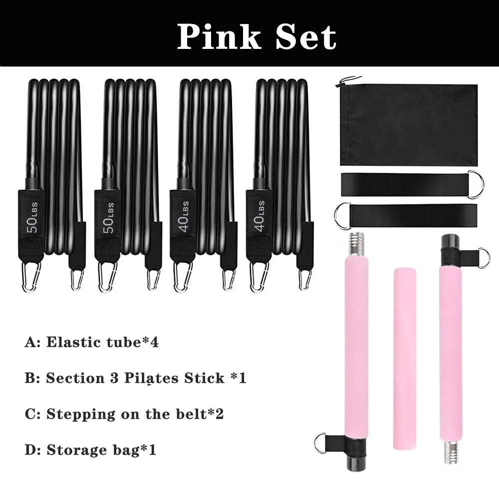 Pilates Kit with Resistance Bands, Multifunctional Yoga Pilates, Portable Home Gym Pilates Resistance Kit Full Body Workouts New