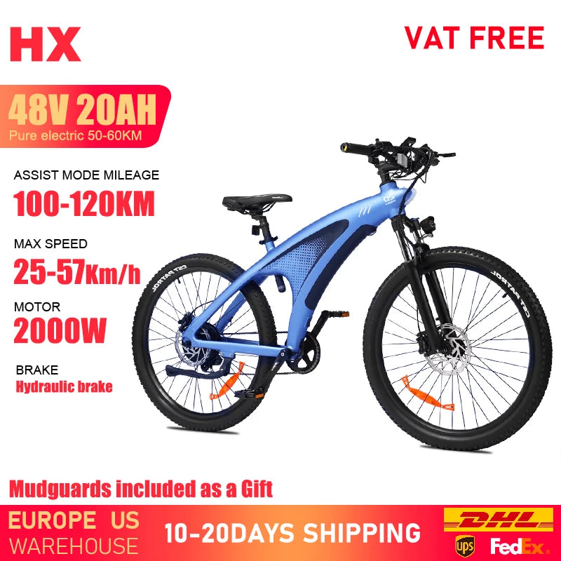 HX Q5 e bike 2000W adult Electric Bike 57KM/H 48V 20AH 27.5 Inch Off-Road Tire electric bicycle City E bikes mountain ebike
