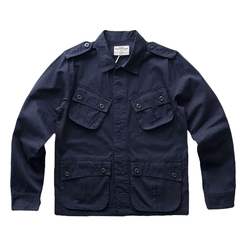 TCU Multi Pockets American Vintage Casual Jackets Spring Autumn 100% Cotton Chevron Coats for Male Amekaji Workwear Hunting Wear