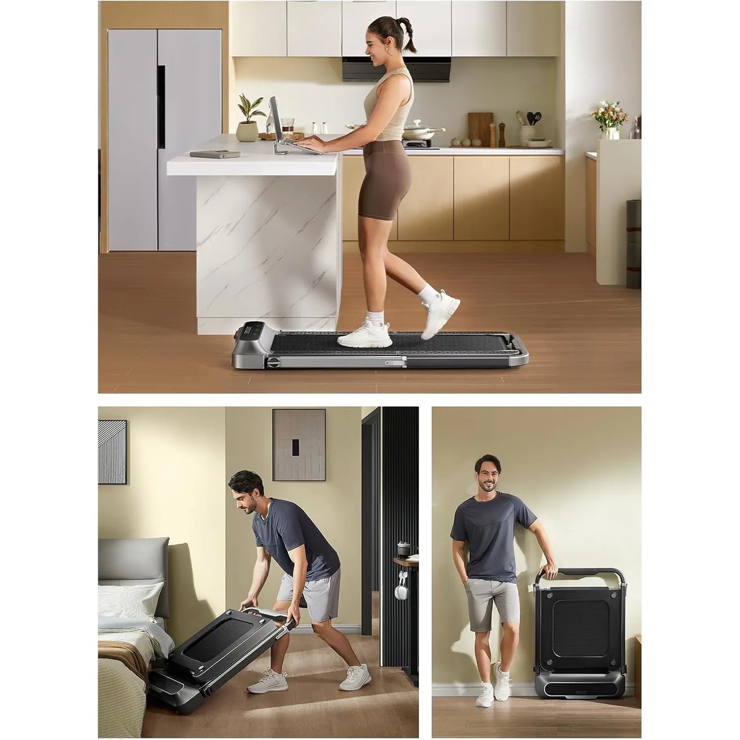 Folding Treadmill, 2 in 1 Walking Pad Under Desk Treadmill for Home and Office, Compact Foldable Design with App, Customized