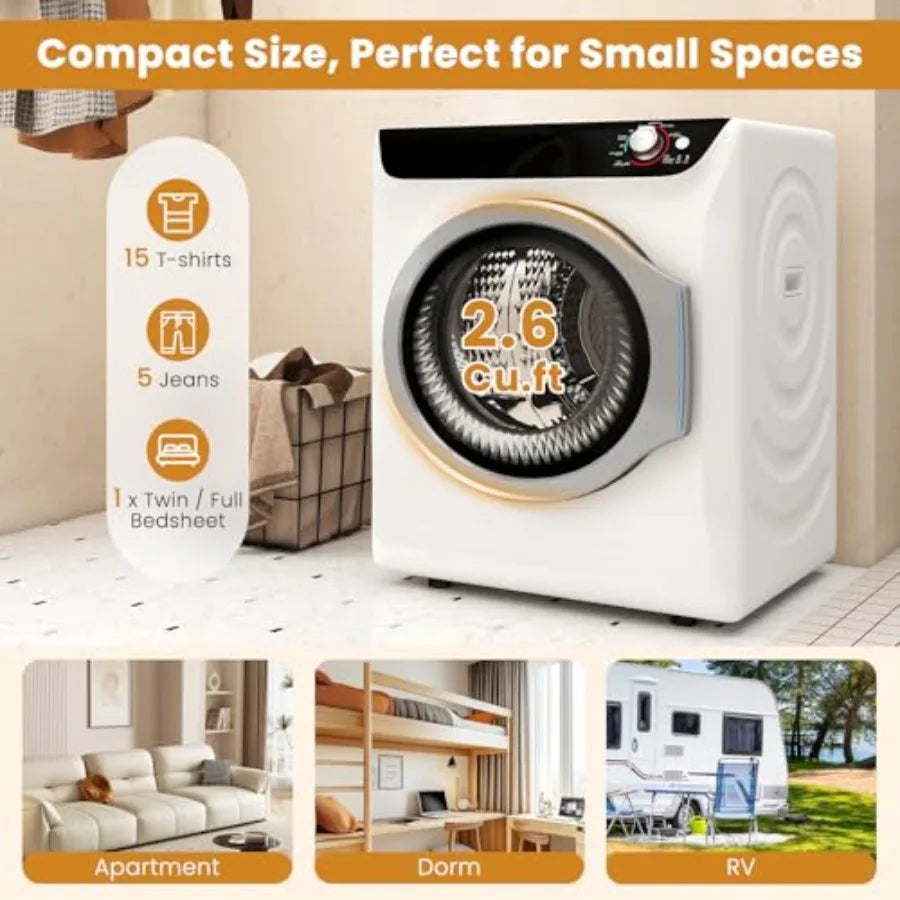 Portable Washer and Dryer Combo Set 28 lbs Fully Automatic Washing Machine with Stainless Steel Inner Tub 2.6 Cu.Ft Portable Dr