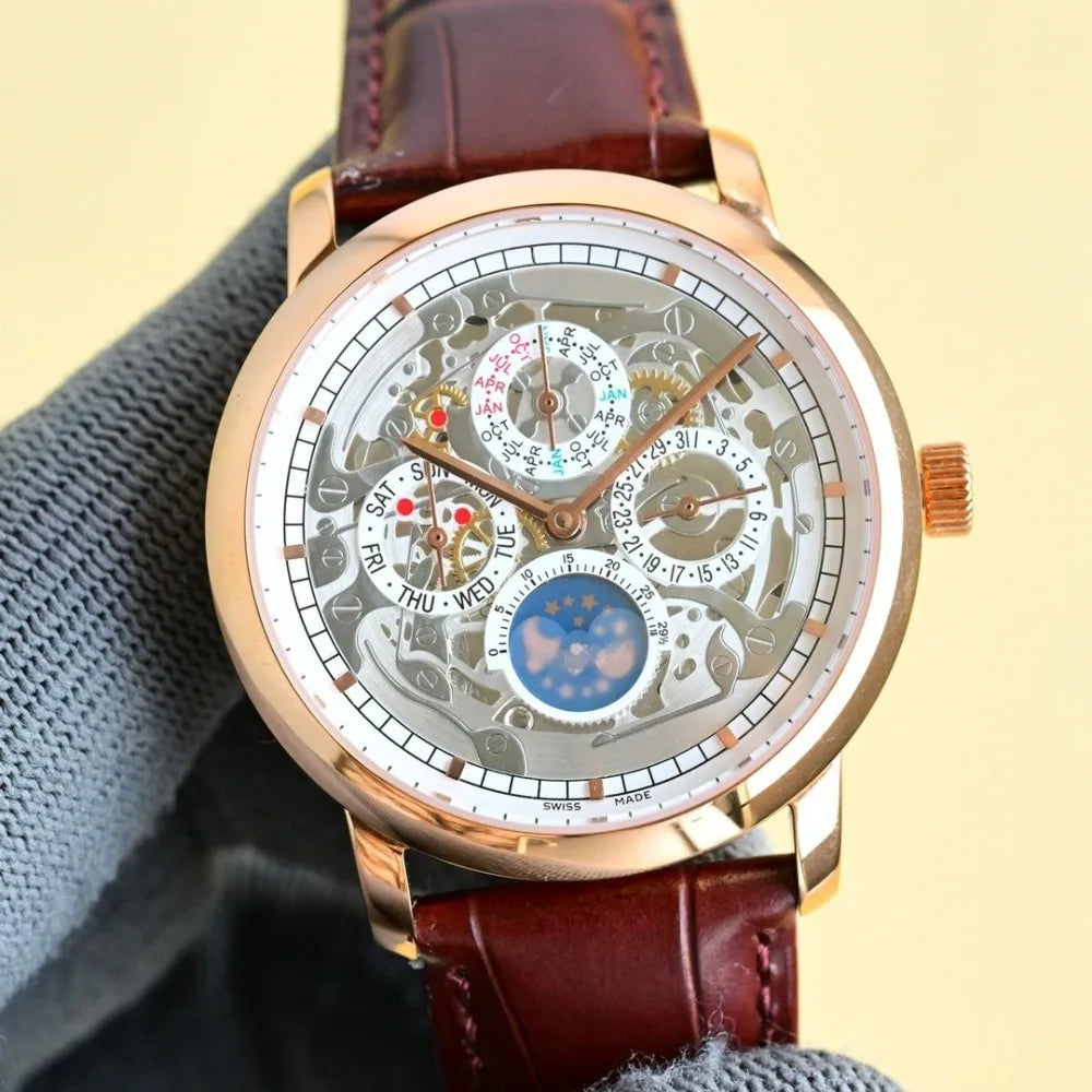 VC Top Brand Reissue Watch with Versatile Case and Moon Phase Design for Men