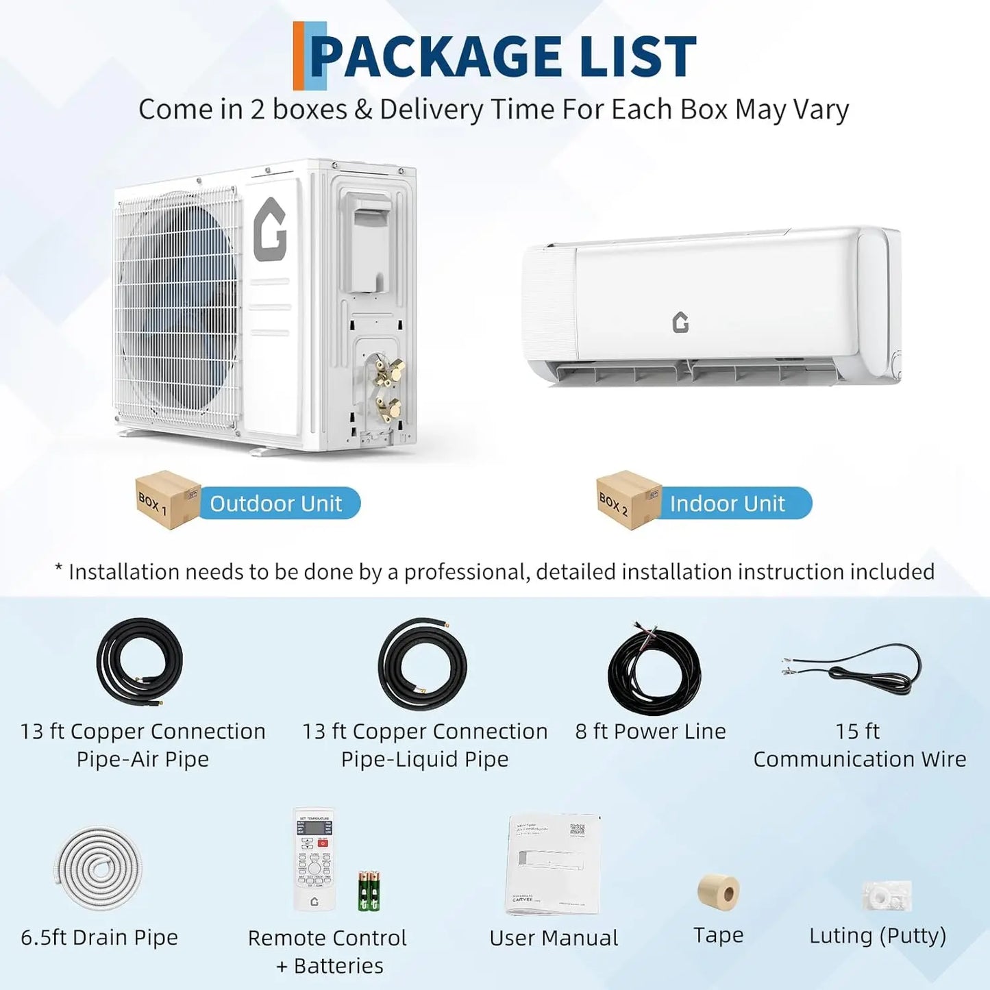 High SEER 18.5-22 Inverter Mini Split Air Conditioner Heat Pump – 9000-24000BTU 115V/230V WiFi Remote Easy Installation For Home