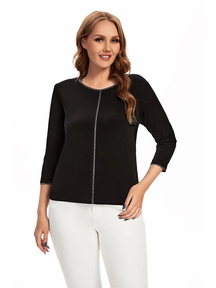 Womens plus size woven Vneck shirt belongs to the category of womens clothing