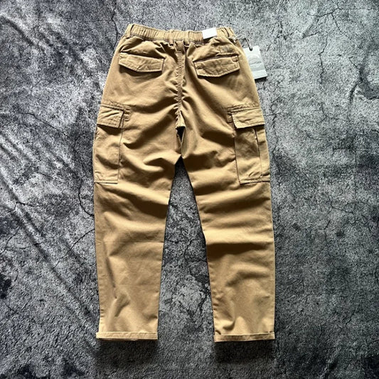 Amekaji American Heavyweight 100% Cotton Autumn Winter Thick Solid Color Multi Pocket Workwear Casual Loose Straight Pants