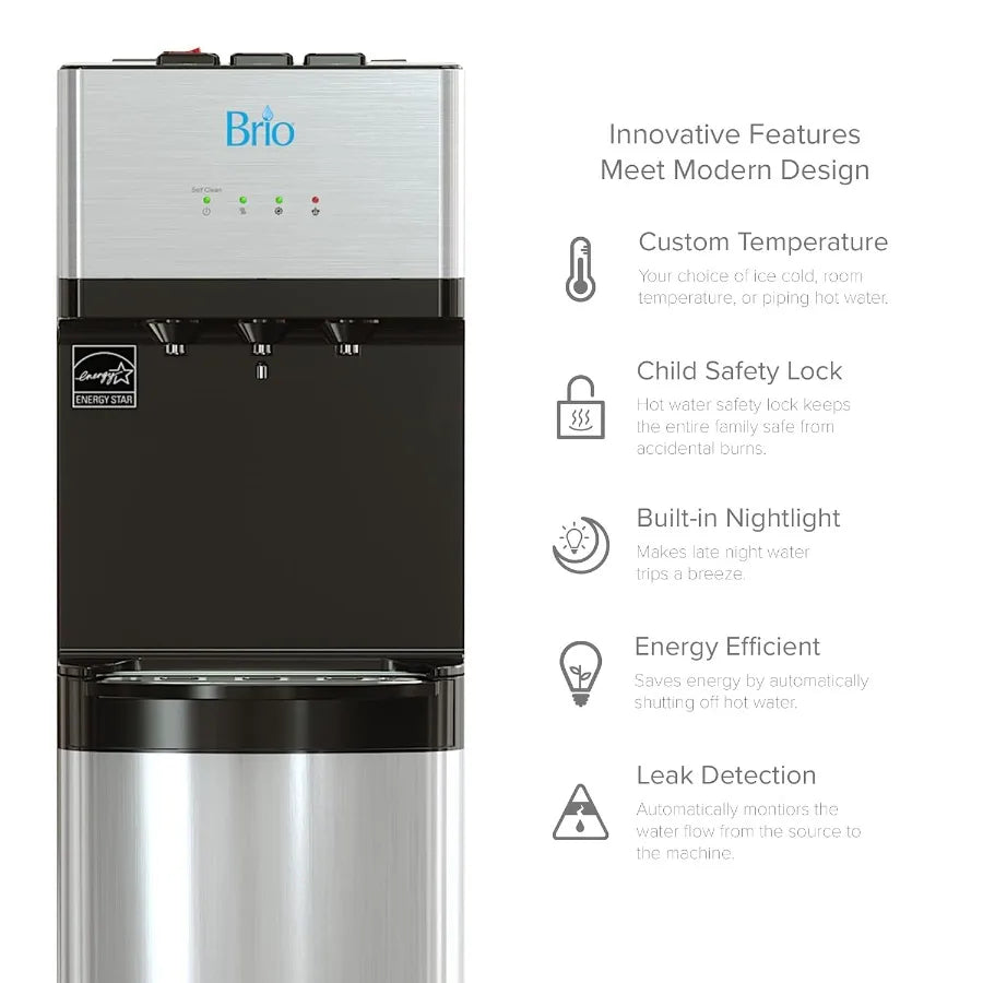 520 UV Self-Cleaning Bottleless Water Cooler Dispenser UL Certified with 2 Stage Filtration Reduces PFAS Microplastics 3 Temp H