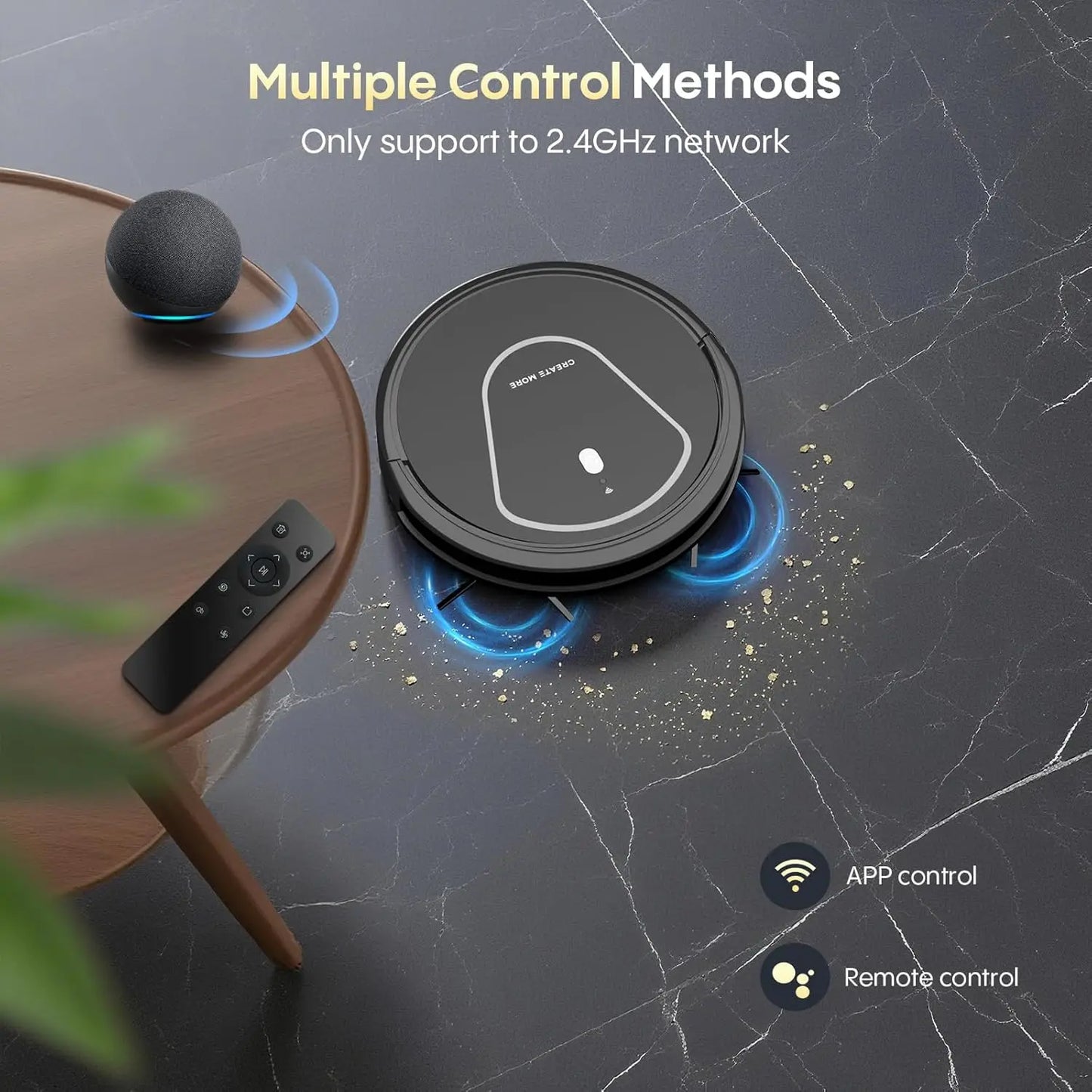 3-in-1 Robotic Vacuum Cleaner with 5000Pa Suction, Auto Recharge, App/WiFi/Voice Control for Hard Floors and Pet Hair