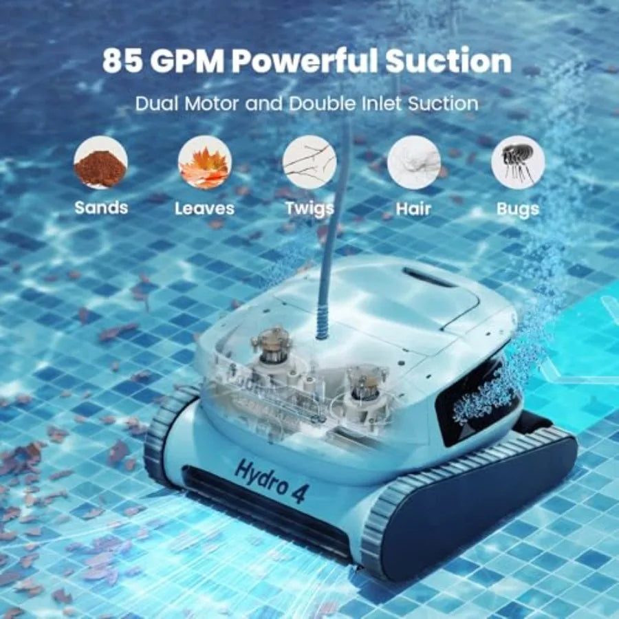 Chasing Hydro 4 Cordless Pool Vacuum for Inground Pools 210-Min Battery Pool Robot for Floor Wall Waterline Cleaning Smart App