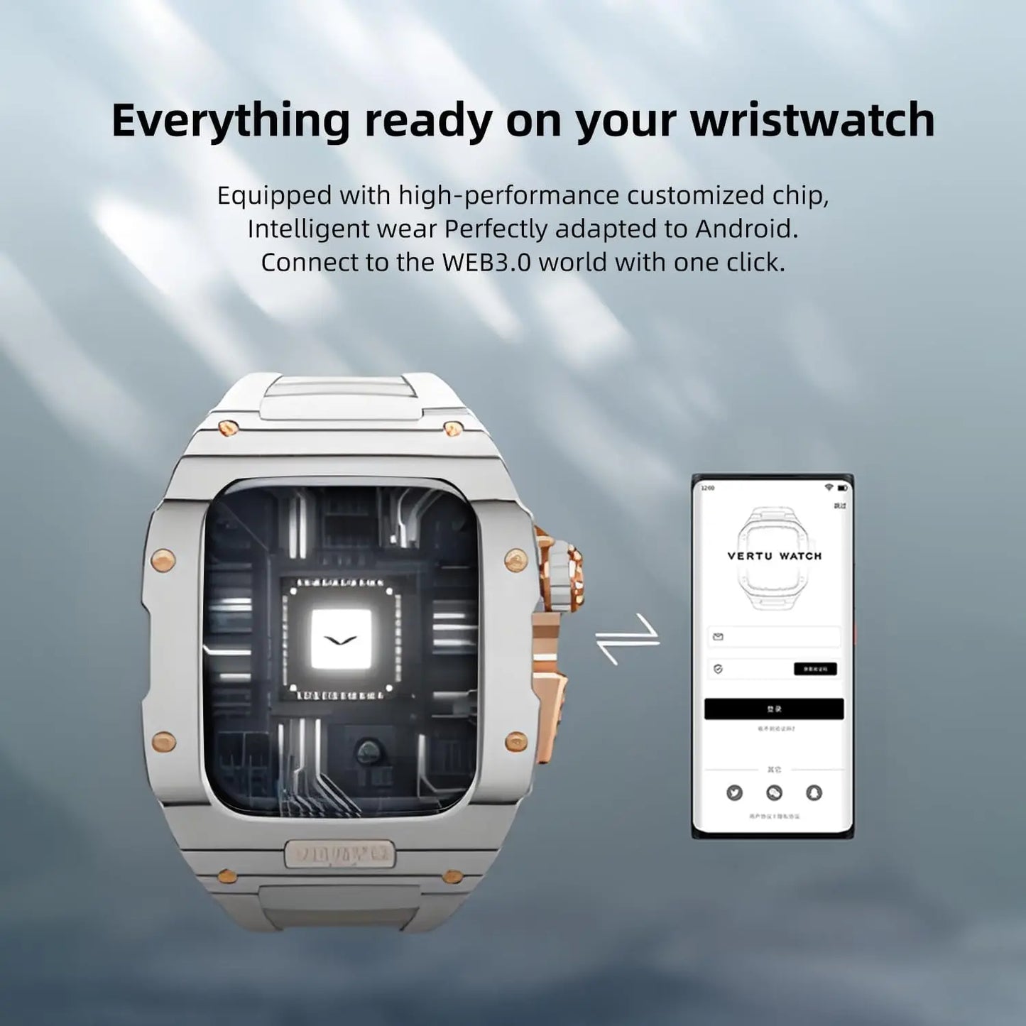 VERTU H1 Mechanical Smartwatch for Men with Sapphire Display Android Compatible Make Calls Fitness Watch Blood Oxygen Heart Rate