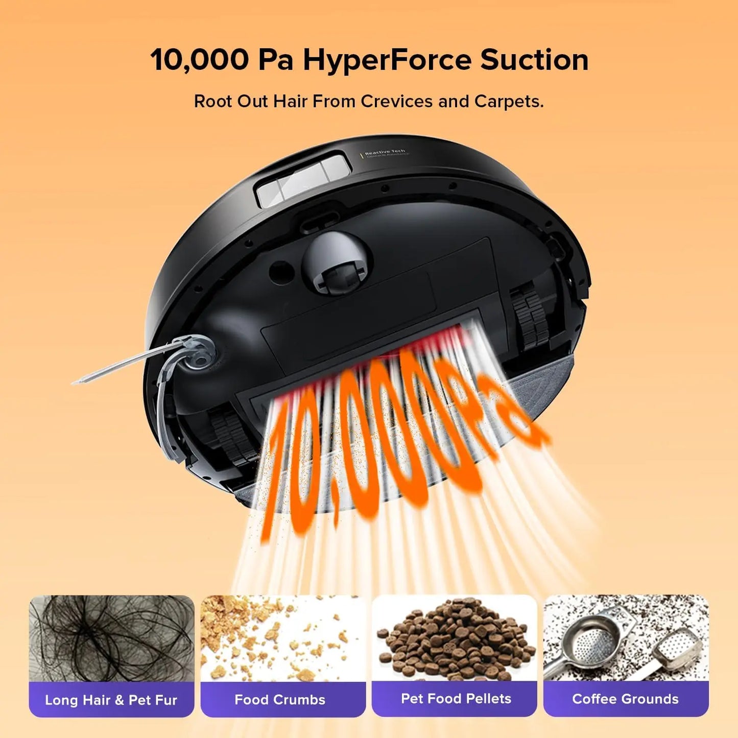 Robot Vacuum and Mop with 10,000Pa Suction, Self-Emptying for 70 Days, Obstacle Avoidance, Ideal for Pet Hair