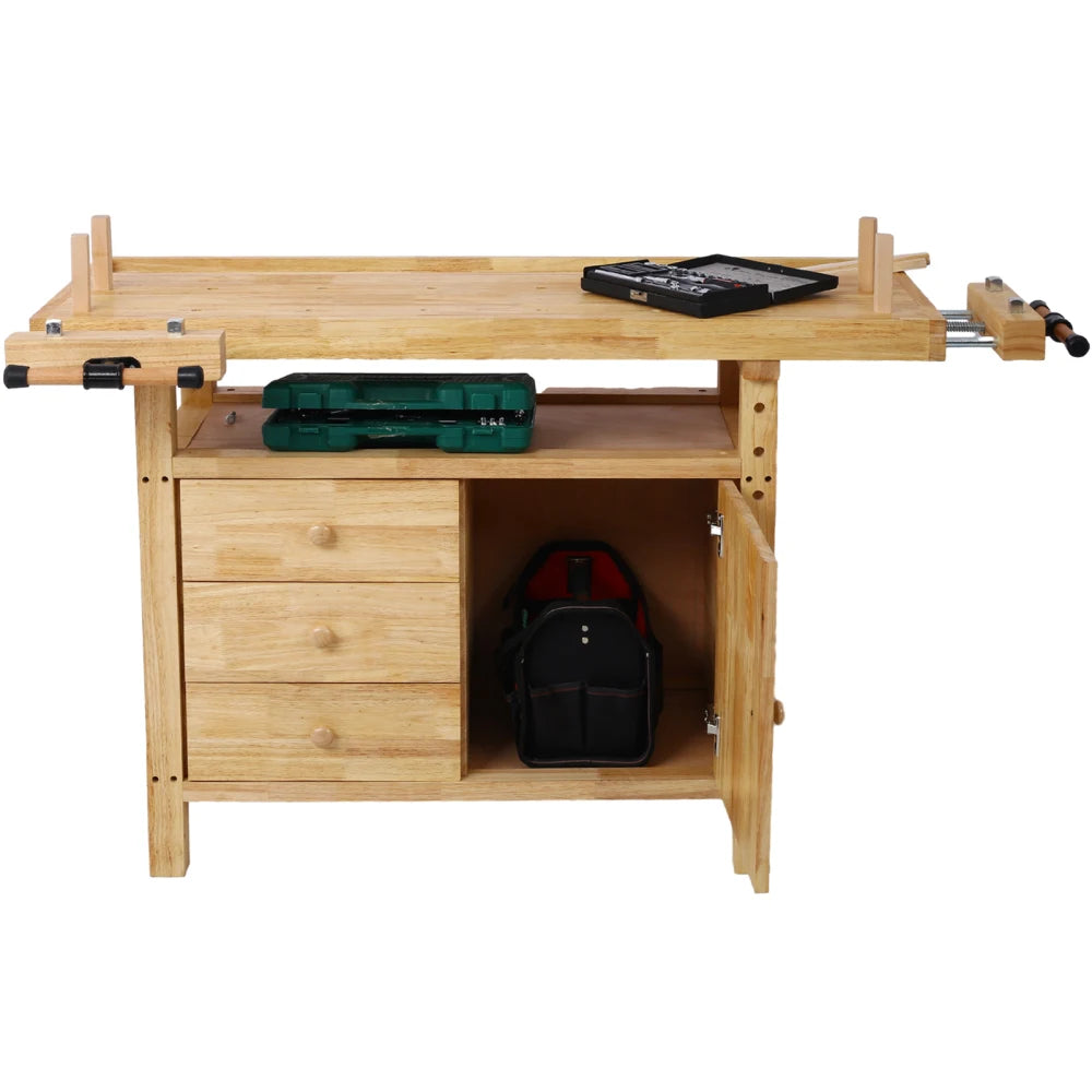 Wood Workbench - Wooden Workbench for Garage Workshop and Home, with Bar Clamps Set 12 inch x 4-3/4 inch Throat,Pack of 4