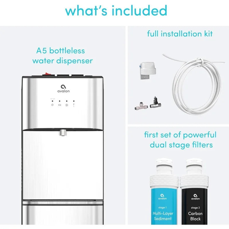 Avalon Self Cleaning Bottleless Water Cooler Water Dispenser - 3 Temperature Settings - Hot, Cold & Room Water, Stainless Steel