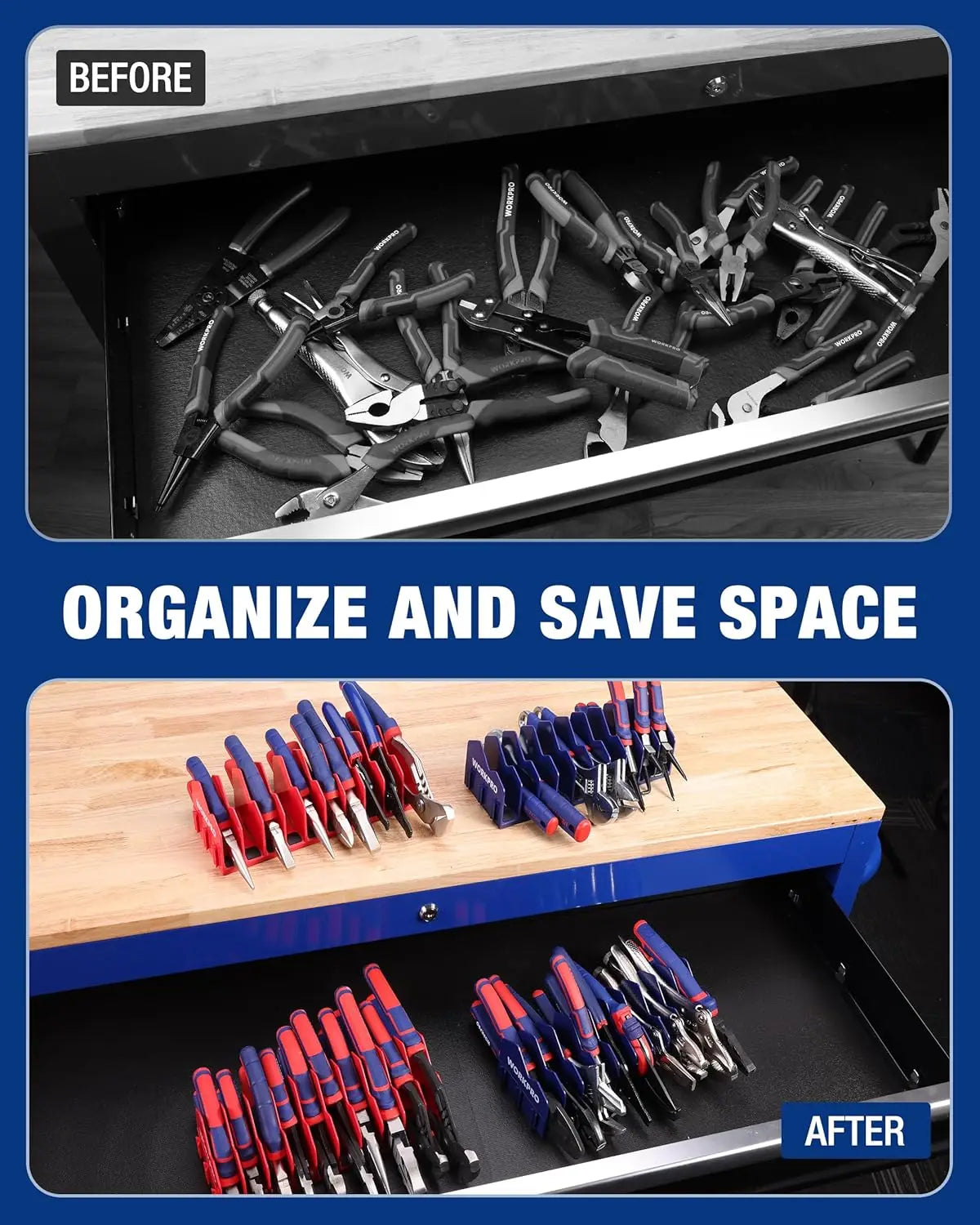 4-Pack Plier Organizer Rack with Non-Slip Base, 40-Slot Tool Storage for Pliers and Hand Tools (Tools Not Included)