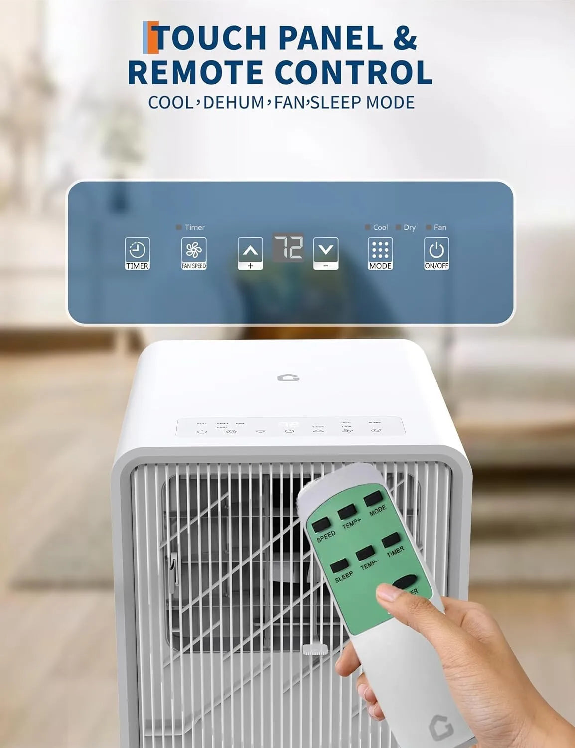 14000 BTU Portable Air Conditioner 3 in 1 AC Dehumidifier Fan for with Remote