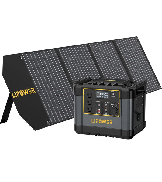 Solar Generator for Camping with 100W Solar Panel, 1075Wh Power Station Portable, 1200W 3*AC Outlets(2000W peak)