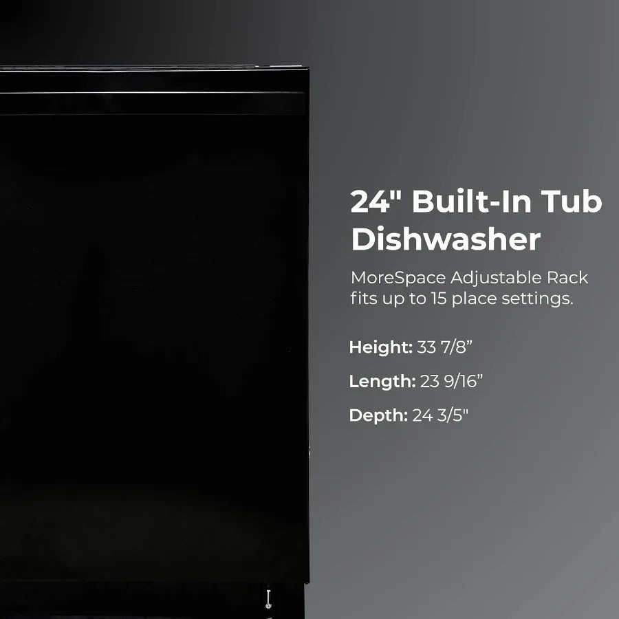 24 Built-In Dishwasher - Quiet Tub with TurboDry Leak SmartWash Soil Detection - 15 Place Settings - 49 DBA - ENERGY STAR Certi