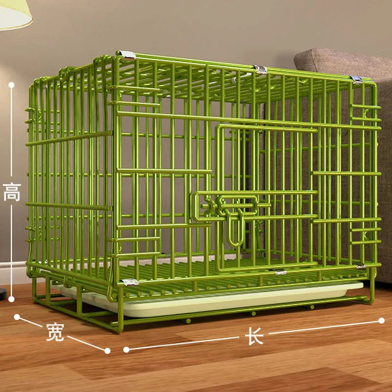 Green Durable folded portable spraying rust prevente gnawing metal Kennel teddy Golden Retriever dog cage house